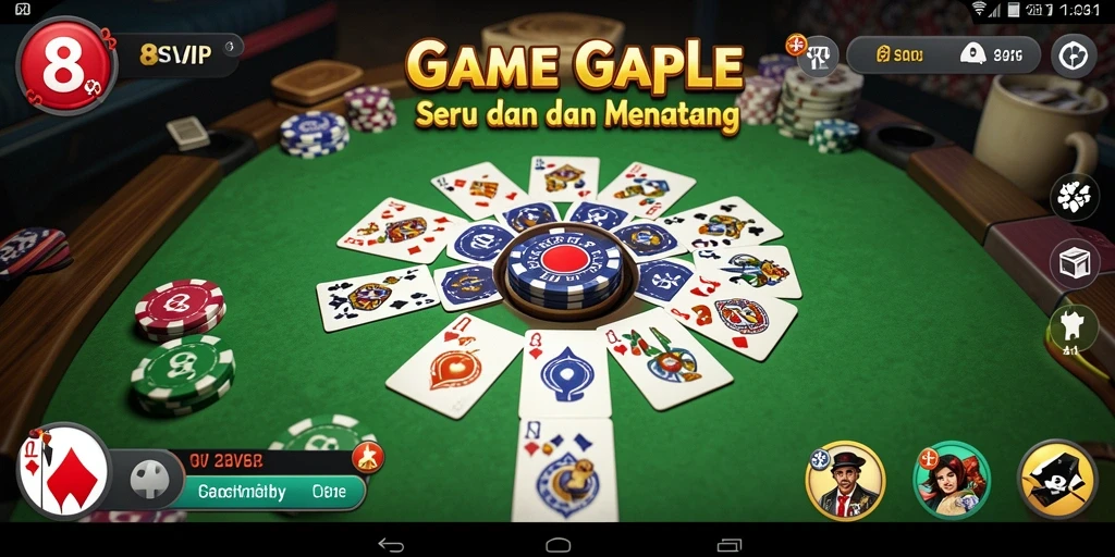 Screenshot utama game 8SVIP yang menunjukkan keseruan bermain Gaple.