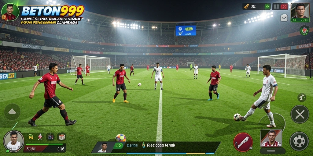 Tangkapan layar dari BETON999 menampilkan aksi sepak bola yang mendebarkan.