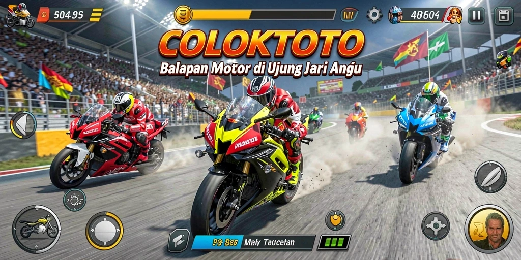 Tampilan menarik dari gameplay balapan motor di COLOKTOTO.