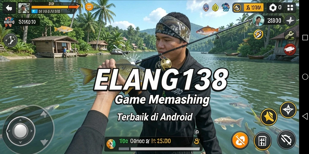 Tampilan gameplay <strong>ELANG138</strong> yang memukau saat memancing di danau.