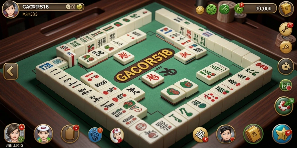 Tangkapan layar utama GACOR518 menampilkan gameplay Mahjong yang seru.