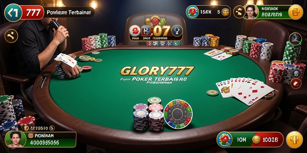 Tampilan menarik gameplay poker di GLORY777.