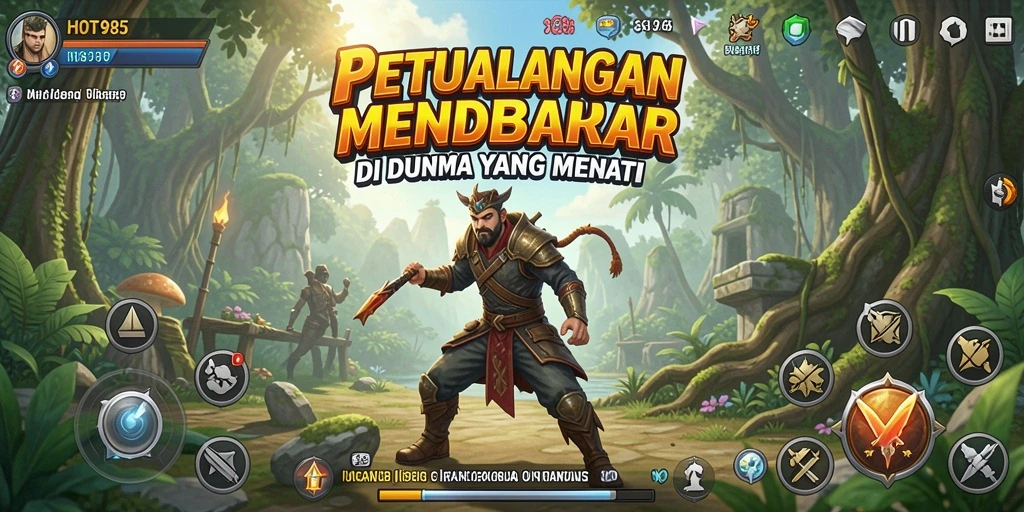 Tampilan gameplay menarik dari HOT985 dalam dunia petualangan.