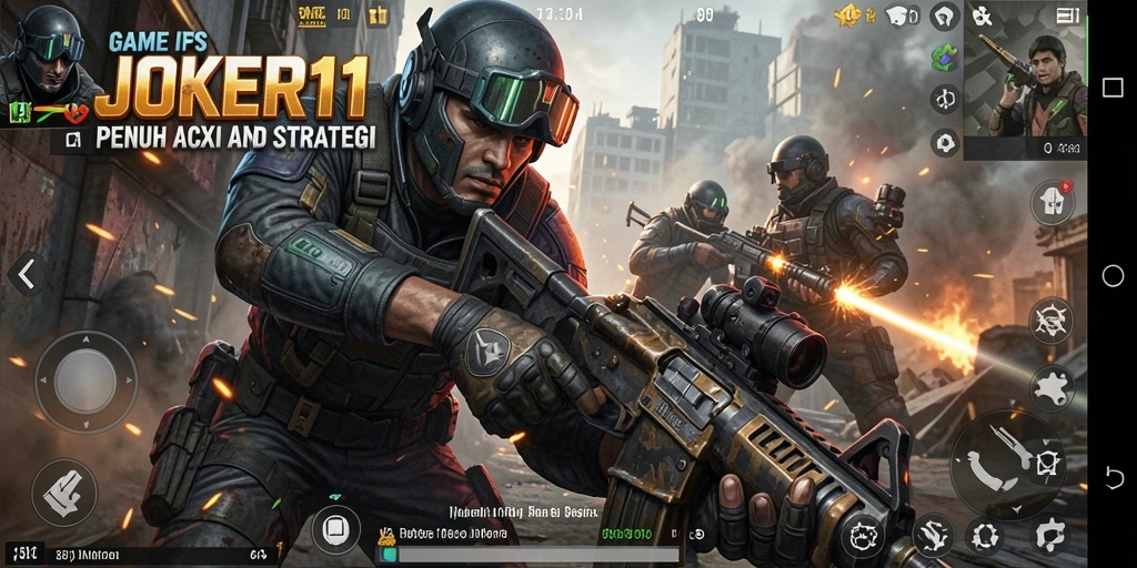 Screenshot dari gameplay JOKER11 menampilkan aksi menembak yang mendebarkan.