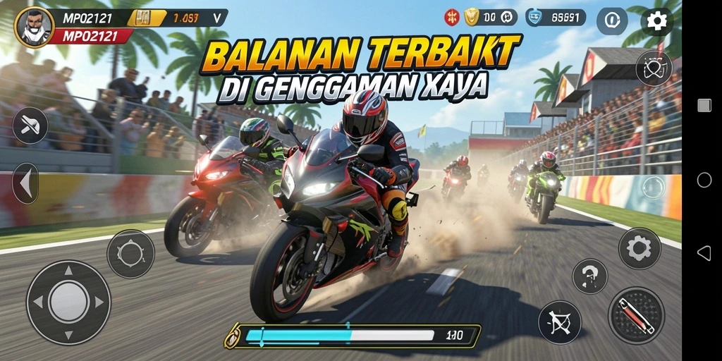 Gameplay seru balapan motor di MPO2121.