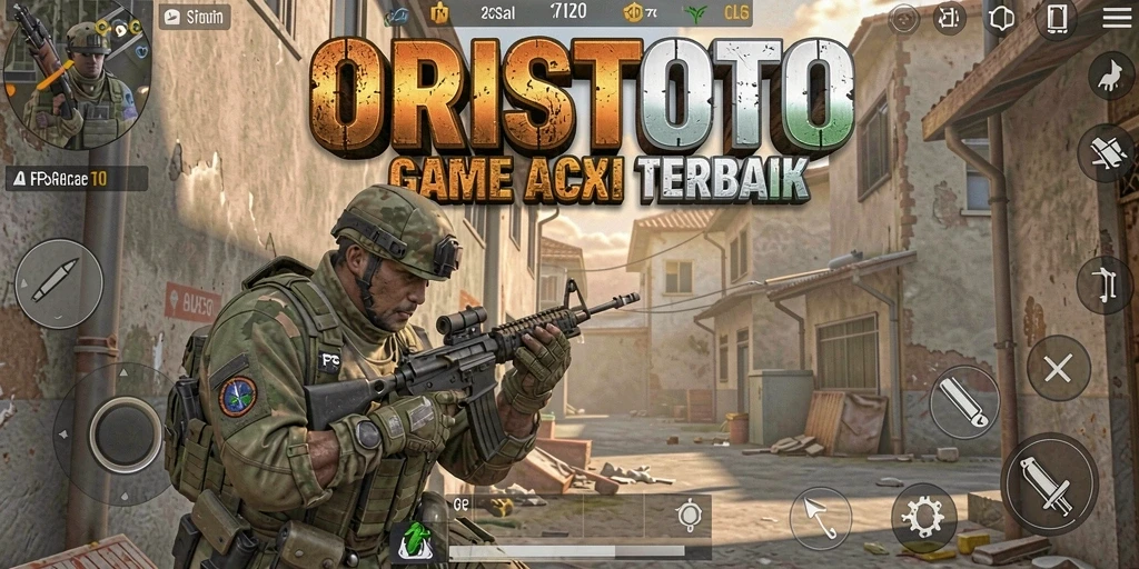 Screenshot ORISTOTO menampilkan aksi pertempuran FPS yang intens dan mendebarkan.