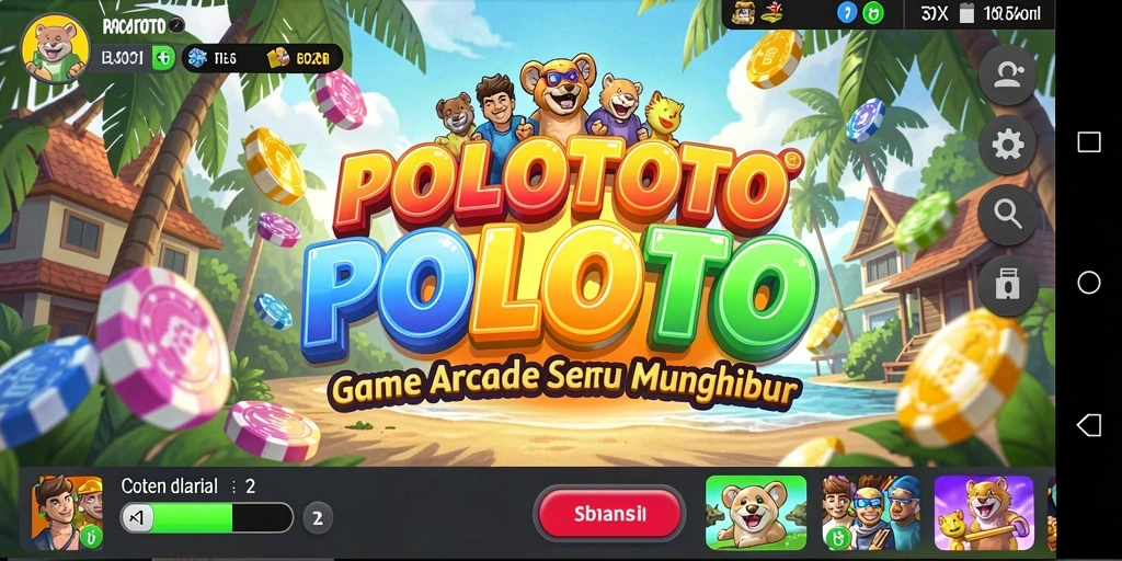 Tampilan gameplay seru dalam POLOTOTO yang penuh aksi Arcade.