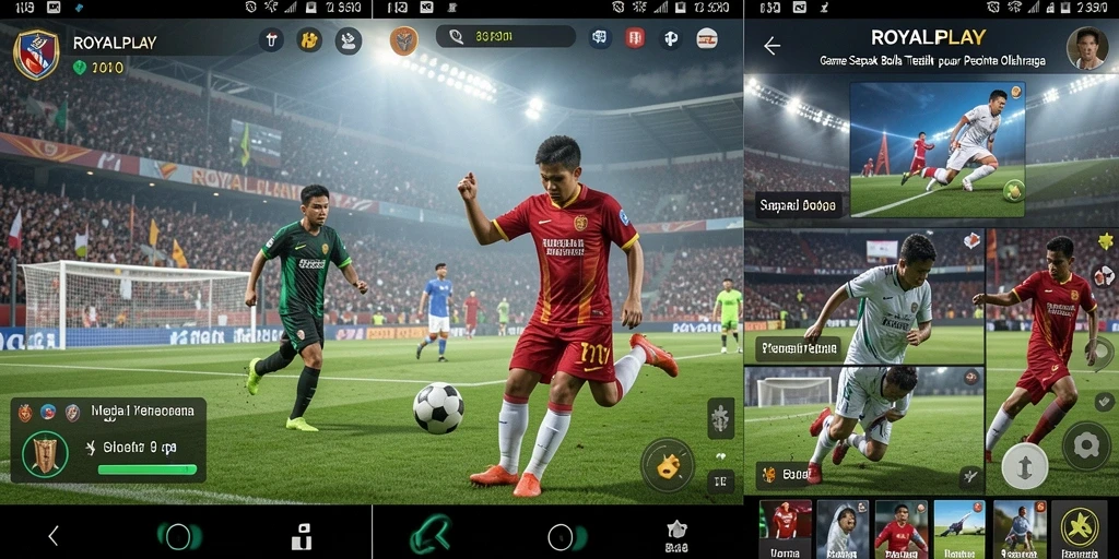 Tampilan gameplay menarik di ROYALPLAY dengan aksi sepak bola yang mendebarkan.