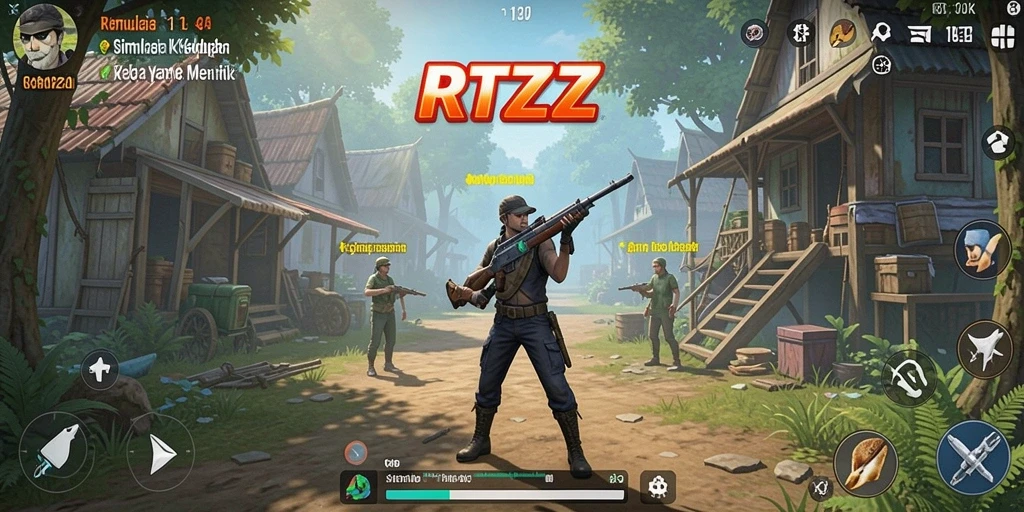 Tampilan gameplay menampilkan interaksi seru di dunia virtual RTZZ.